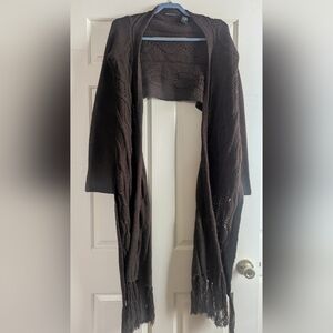 Moda International Dark Brown Fringe Cardigan